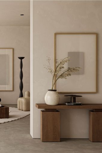 Passepartout Rect. M rectangular wall mirror styled in an interior, highlighting solid oak frame.