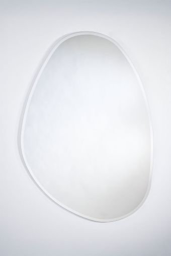 Pure L irregular wall mirror, showing irregular organic-shaped wall mirror, measuring 95 x 136 cm.