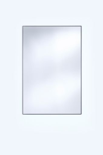Lucka Black Rect. rectangular wall mirror, showing satin black aluminium frame, measuring 80 x 120 cm.
