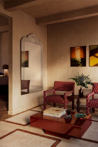 Haussmann irregular wall mirror styled in an interior, highlighting irregular silhouette wall mirror.