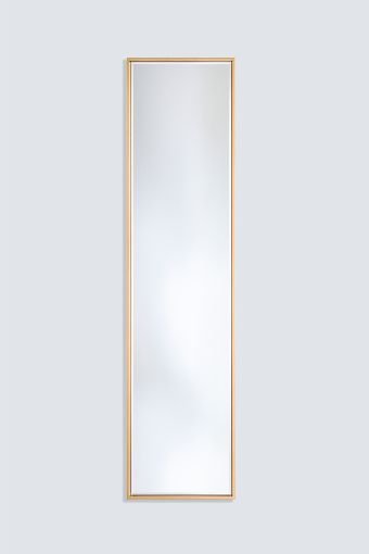 Soho Gold Hall rectangular wall mirror, showing gold-finished frame, measuring 41 x 176 cm.