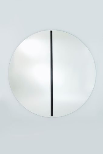 Luna Black Round L round wall mirror, showing large round mirror, measuring 200 x 200 cm.