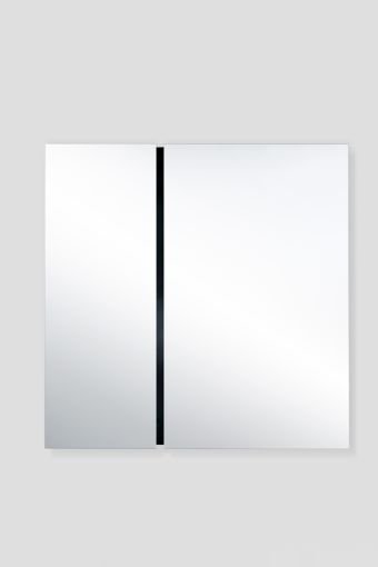 Luna Black Rect. L square wall mirror, showing 200 cm square modular wall mirror composed of two rectangular panels.