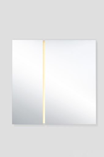 Luna Light Rect. L, 200 cm square modular wall mirror composed of two rectangular panels with an integrated LED light strip.