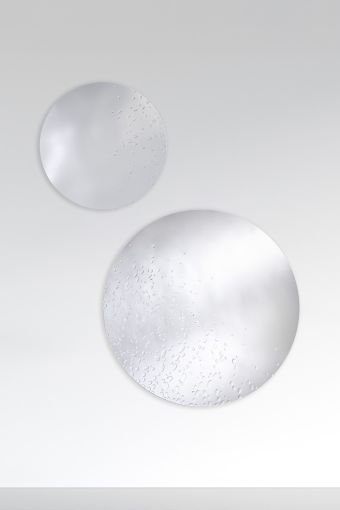 Matin Set round mirror set, showing round mirror set with hand-applied dewdrop details.